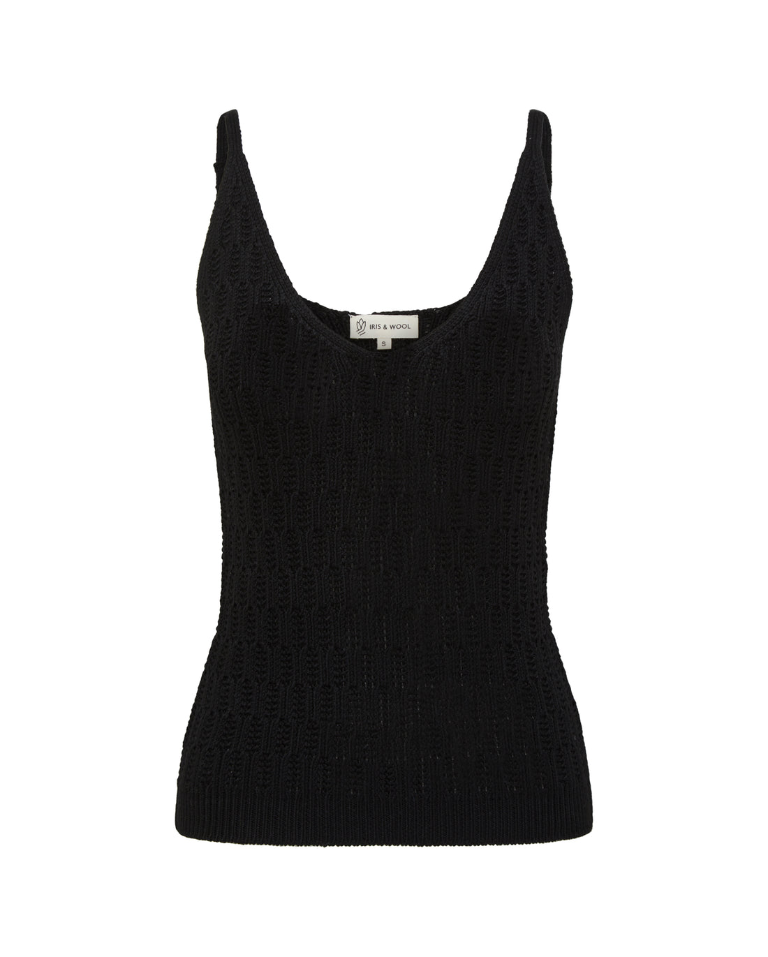 Close-up of Black Merino Wool Singlet – soft and structured for layering