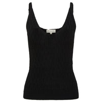 Close-up of Black Merino Wool Singlet – soft and structured for layering