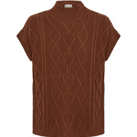 Close-up of Brown Ladies Wool Vest – breathable Merino knit vest for winter layering
