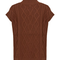Close-up of Brown Ladies Wool Vest – breathable Merino knit vest for winter layering