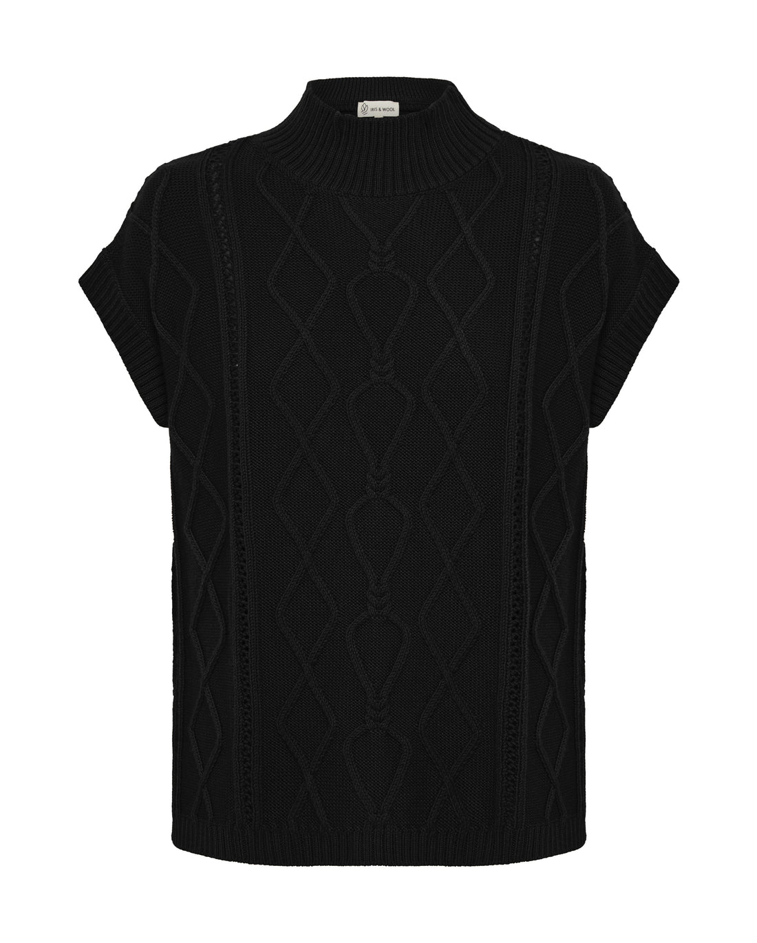 Close-up of Black Merino Wool Vest – soft, breathable ladies knit vest for stylish layering
