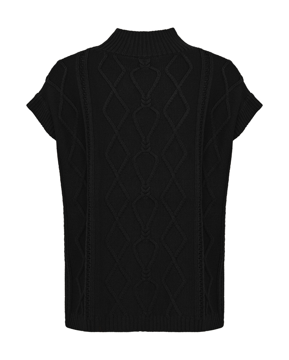Back view of Black Merino Wool Vest – soft, breathable ladies knit vest for stylish layering