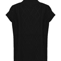Back view of Black Merino Wool Vest – soft, breathable ladies knit vest for stylish layering