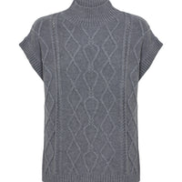 Close-up of Grey Ladies Knit Vest – soft, breathable Merino wool vest for cozy layering