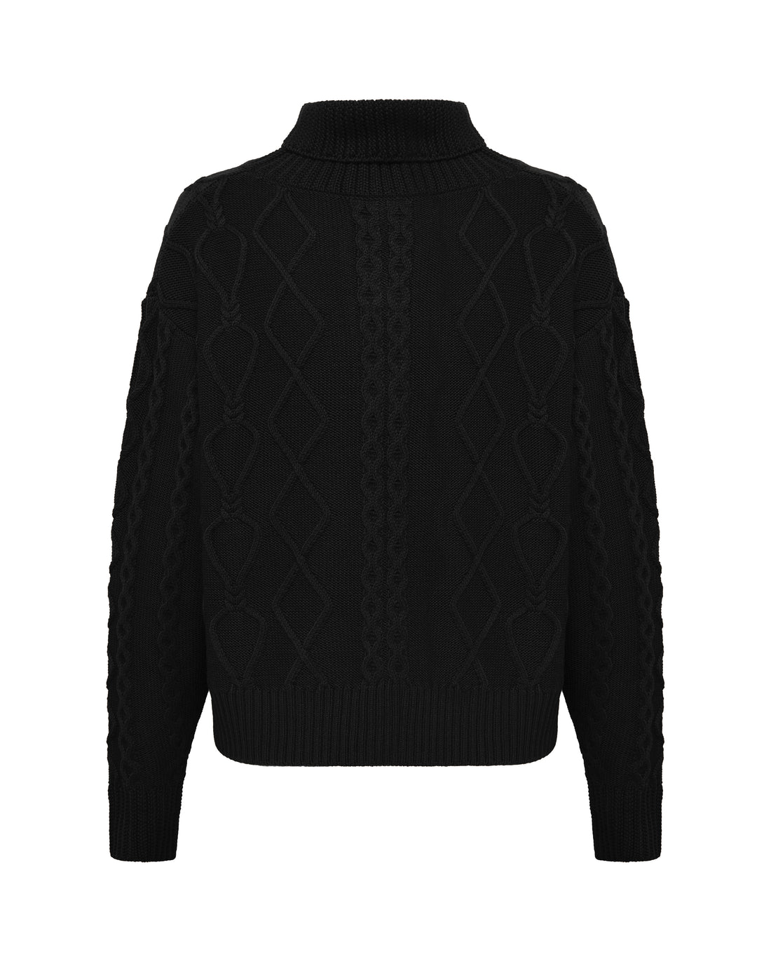 Ladies Wool Jumper in Black – classic button-neck silhouette for effortless layering