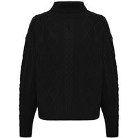 Ladies Wool Jumper in Black – classic button-neck silhouette for effortless layering