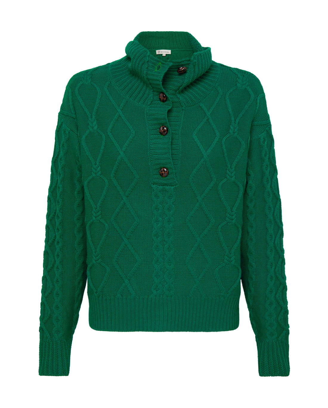 Close-up of Emerald Wool Sweater – soft, breathable, and warm Merino wool knitwear