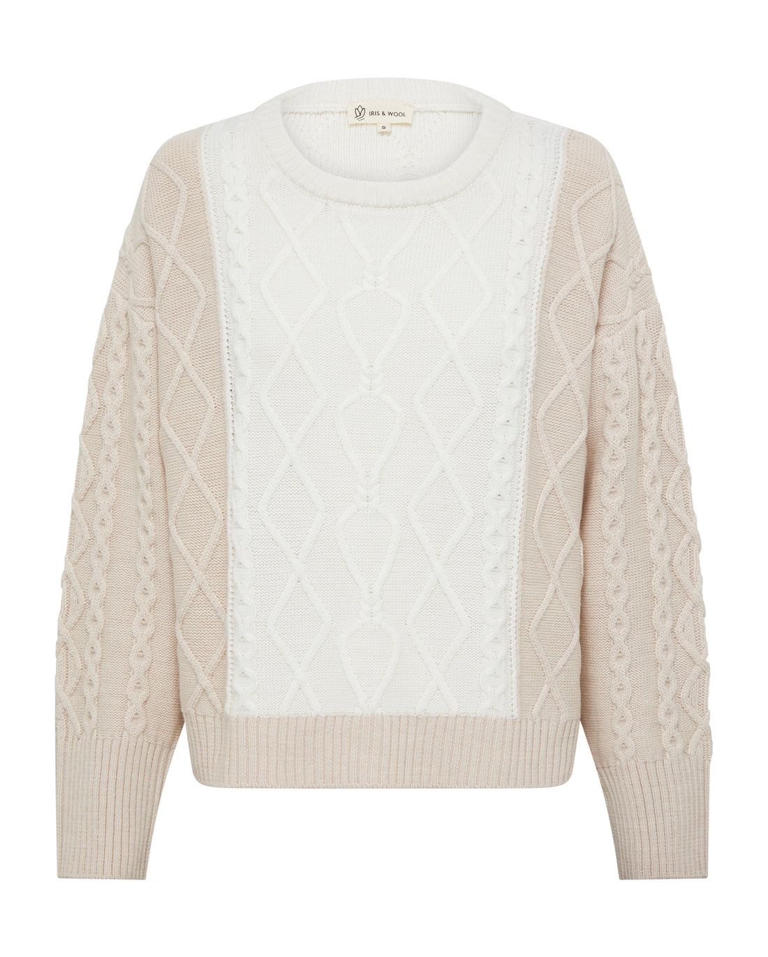 Close-up of Oat Melange Wool Sweater – breathable, cozy, and refined Merino wool knitwear