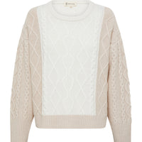 Close-up of Oat Melange Wool Sweater – breathable, cozy, and refined Merino wool knitwear