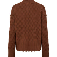Close-up of Brown Wool Sweater – soft open-knit detailing and ribbed cuffs