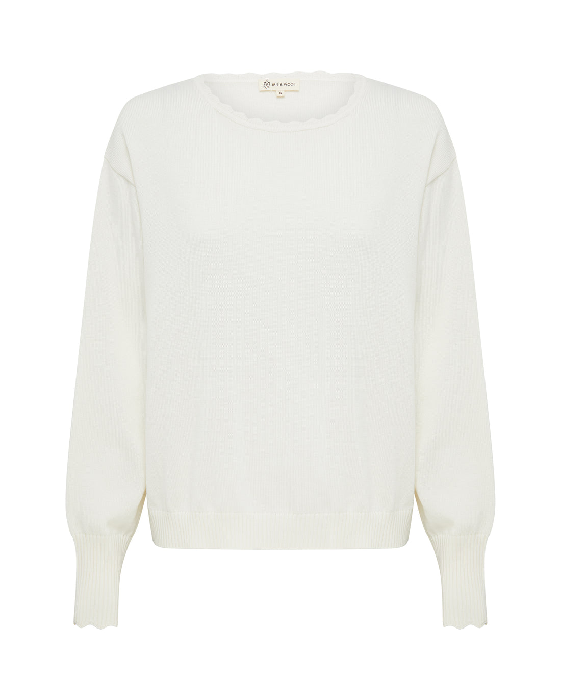 Close-up of Cream Merino Sweater – luxurious pure wool knitwear with a classic fit