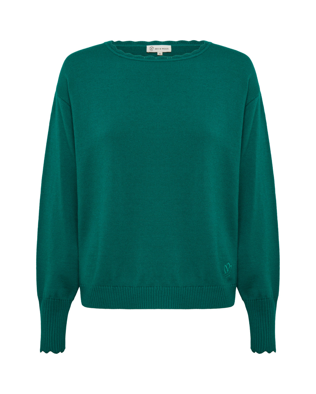 Close-up of Emerald Merino Sweater – breathable and soft pure wool knitwear