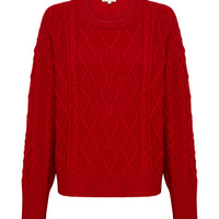 Close-up of Red Wool Sweater – soft and breathable pure Merino wool knit