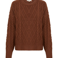 Close-up of Brown Wool Sweater – breathable and soft pure Merino wool knitwear