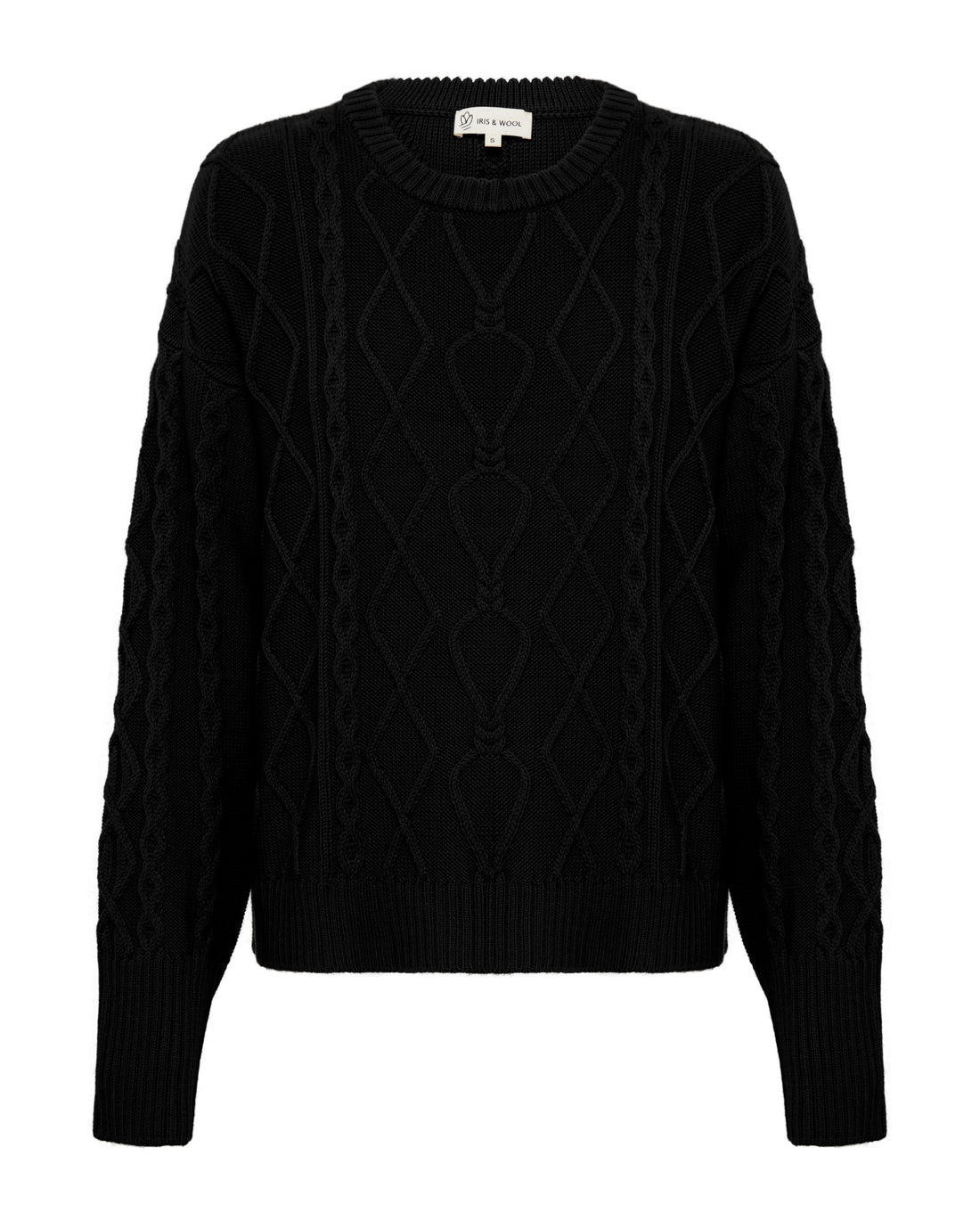 Close-up of Black Wool Sweater – soft and breathable pure Merino wool knitwear