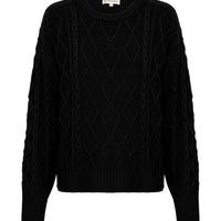 Close-up of Black Wool Sweater – soft and breathable pure Merino wool knitwear