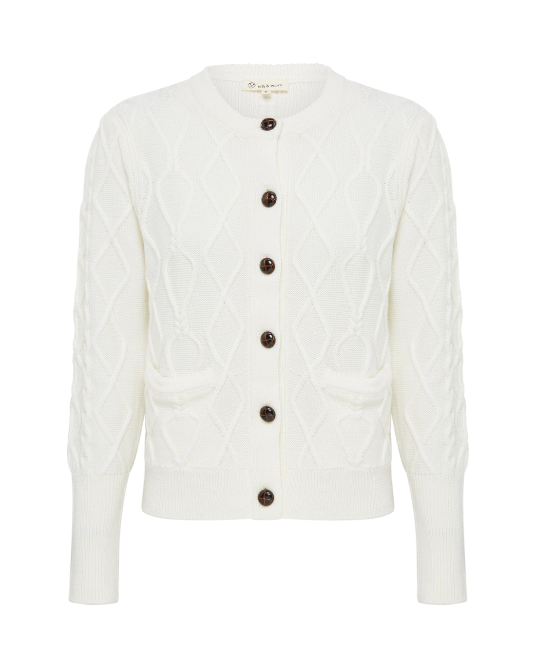 Close-up of Cream Wool Cardigan – soft and breathable pure Merino wool knitwear