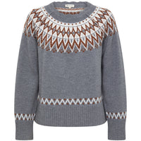 Close-up of the Fair Isle Ladies Wool Sweater – soft, breathable pure wool knitwear