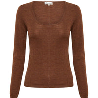 Close-up of Walnut Wool Skivvy – lightweight merino wool baselayer with fine knit texture