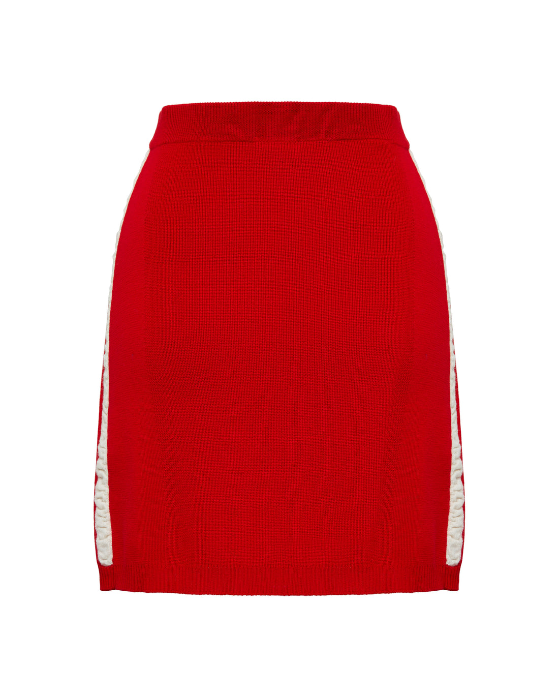RUCHED STRIPED RIB SKIRT