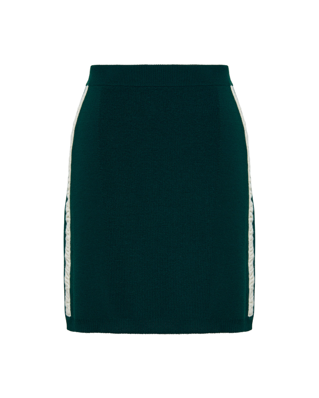 Ladies Wool Skirt in Emerald styled with a sweater – sporty yet elegant knitwear