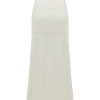 Back view of white wool pointelle skirt perfect for summer events.