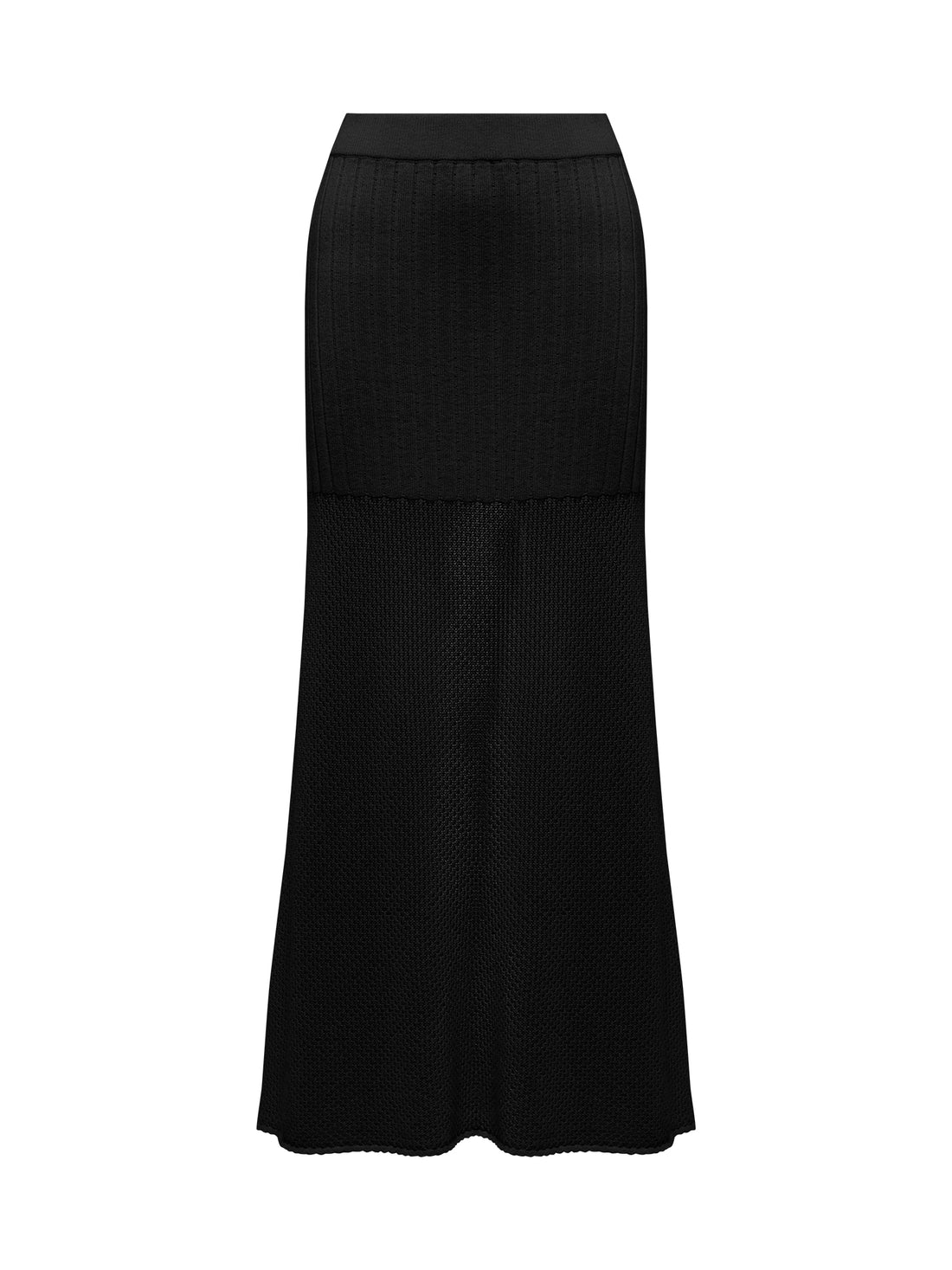 Maxi black pointelle skirt perfect for summer events.