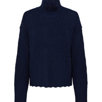 Corded Rib High Neck Sweater Knitwear Iris and Wool