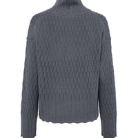 Corded Rib High Neck Sweater Knitwear Iris and Wool