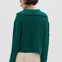 Corded Rib Sailor Collar Sweater Knitwear Iris and Wool