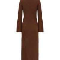 Engineered Rib Polo Dress Knitwear Iris and Wool