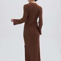 Engineered Rib Polo Dress Knitwear Iris and Wool