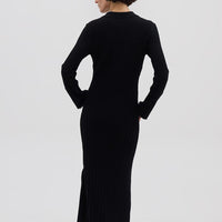 Engineered Rib Polo Dress Knitwear Iris and Wool