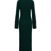 Engineered Rib Polo Dress Knitwear Iris and Wool