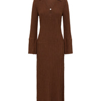 Engineered Rib Polo Dress Knitwear Iris and Wool