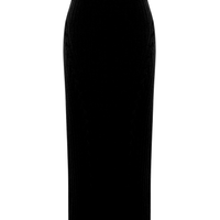 Elegant black merino wool midi skirt for versatile day-to-night style.