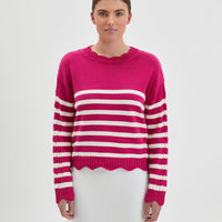 Striped Scallop Sweater Knitwear Iris and Wool