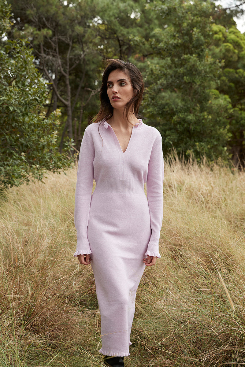 Pink wool dress sale