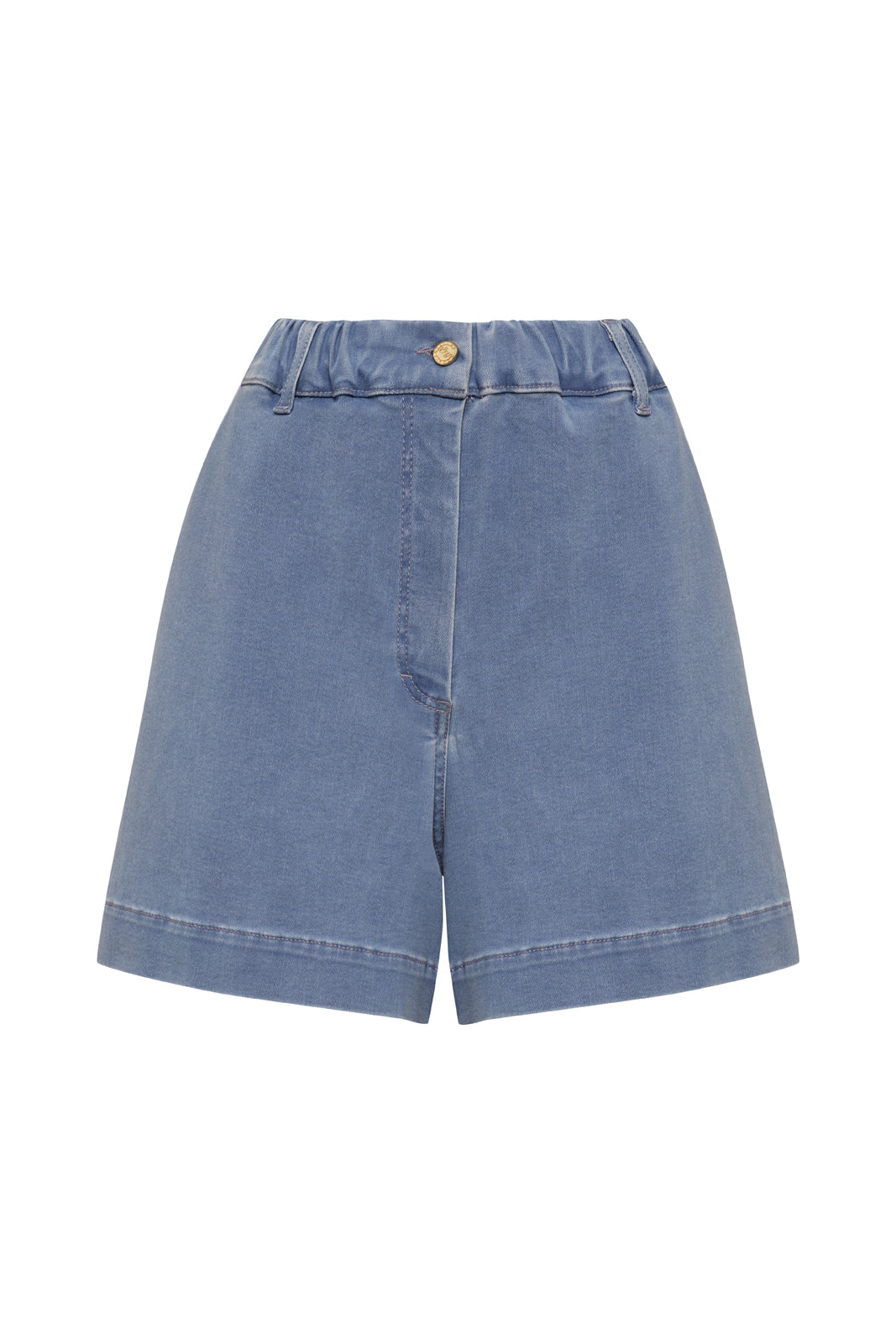 Stylish wool shorts in merino wool denim for casual comfort.