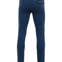 Relaxed fit men’s denim jeans in merino wool blend, designed for durability and comfort.