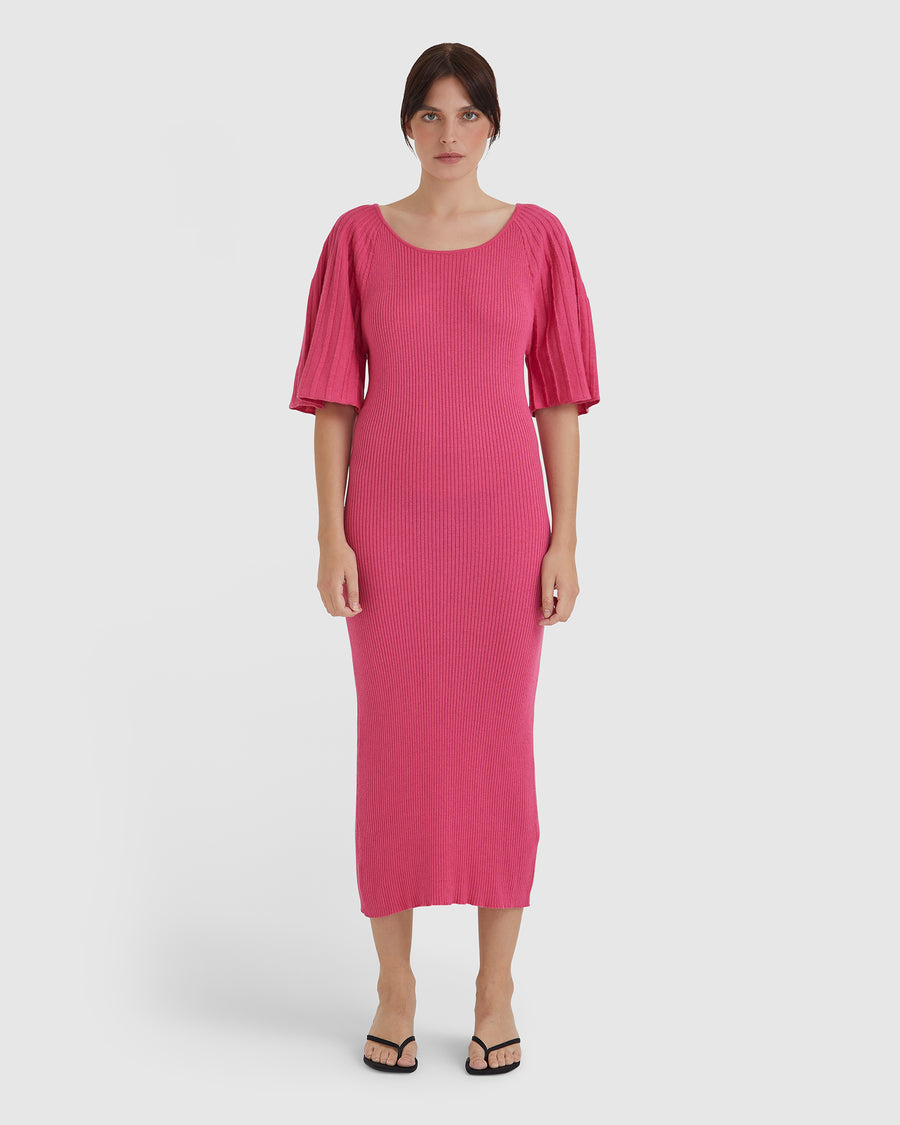 FLEUR PLEAT SLEEVE DRESS