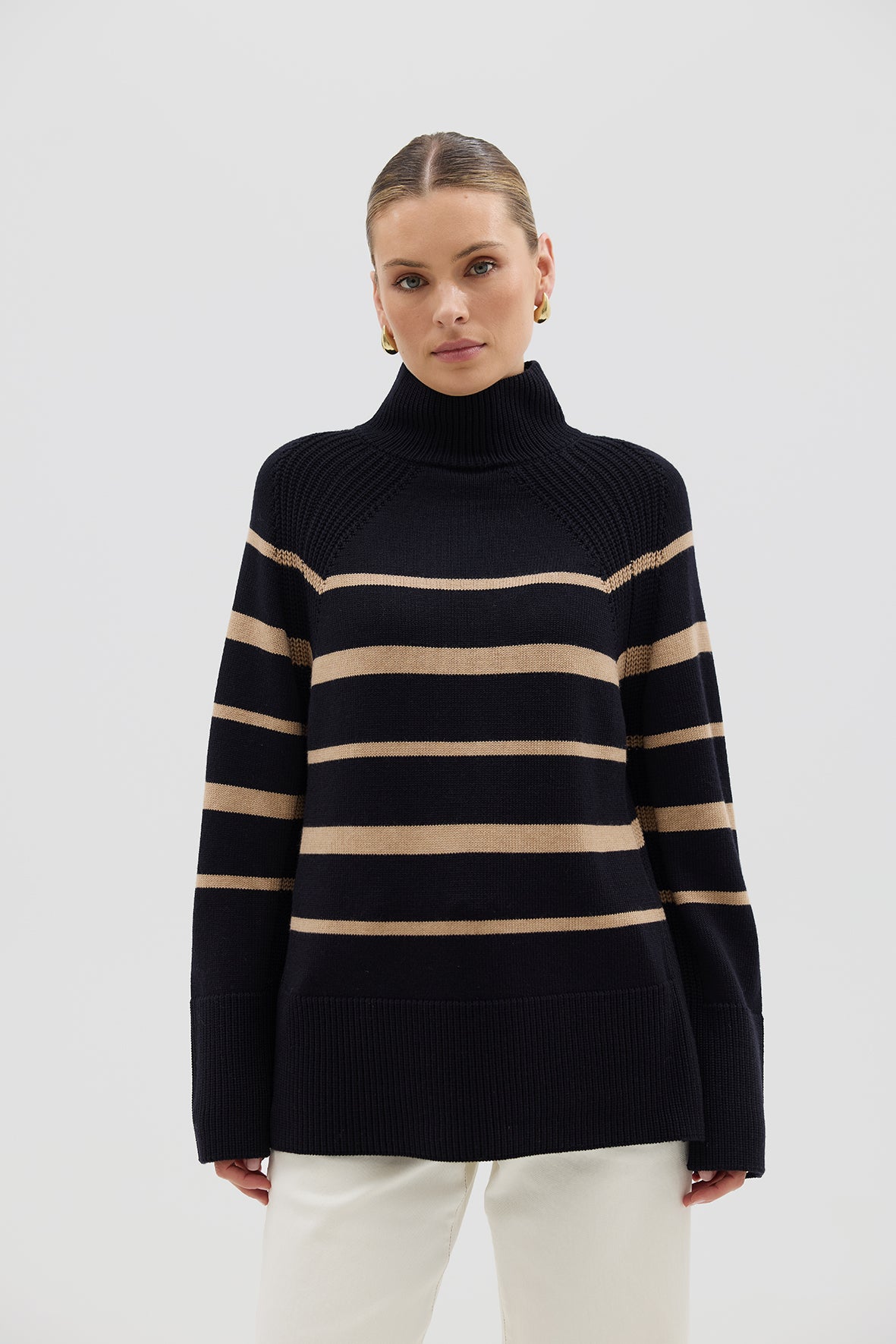 High Neck Stripe Sweater