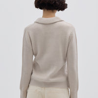 COLLAR V NECK RIB SWEATER