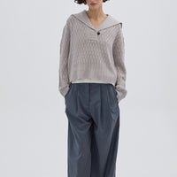 CORDED RIB SAILOR COLLAR SWEATER