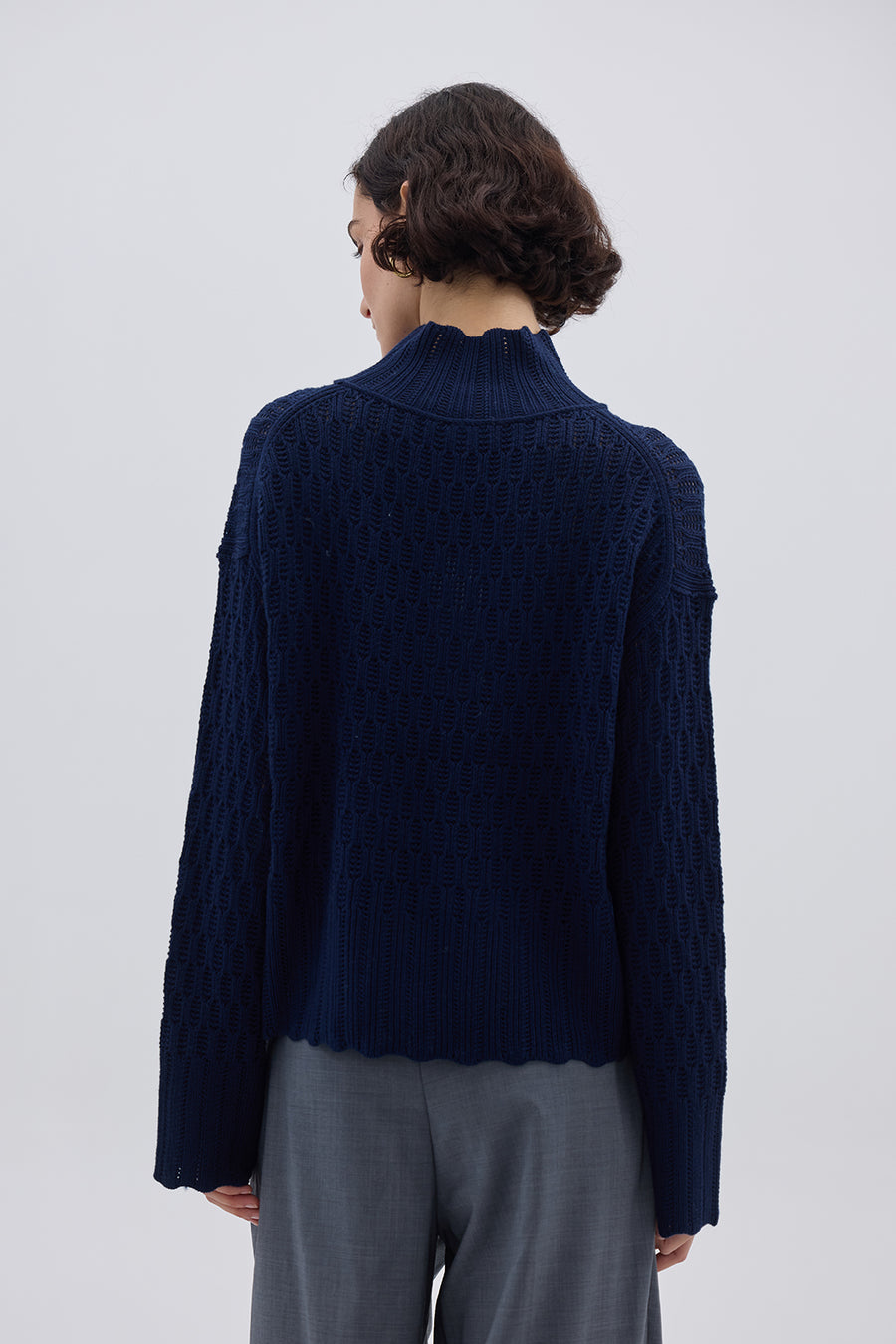 CORDED RIB HIGH NECK SWEATER