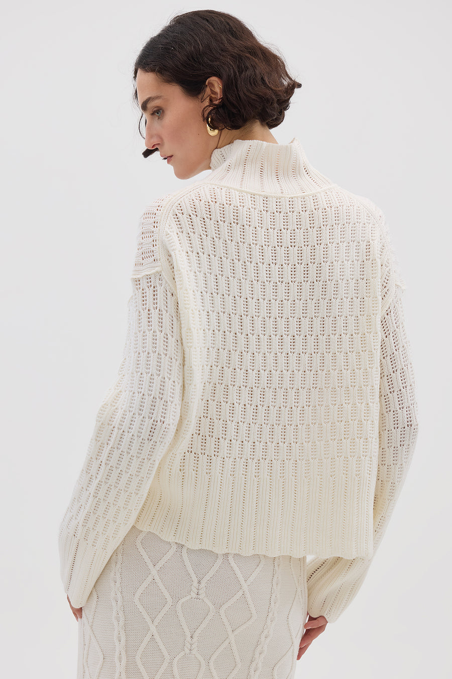 CORDED RIB HIGH NECK SWEATER