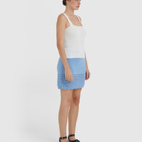 Side view of merino wool silk cami with pointelle detail.