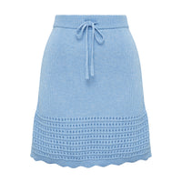 The perfect summer mini crochet skirt in sky blue.