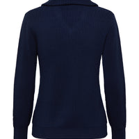 COLLAR V NECK RIB SWEATER