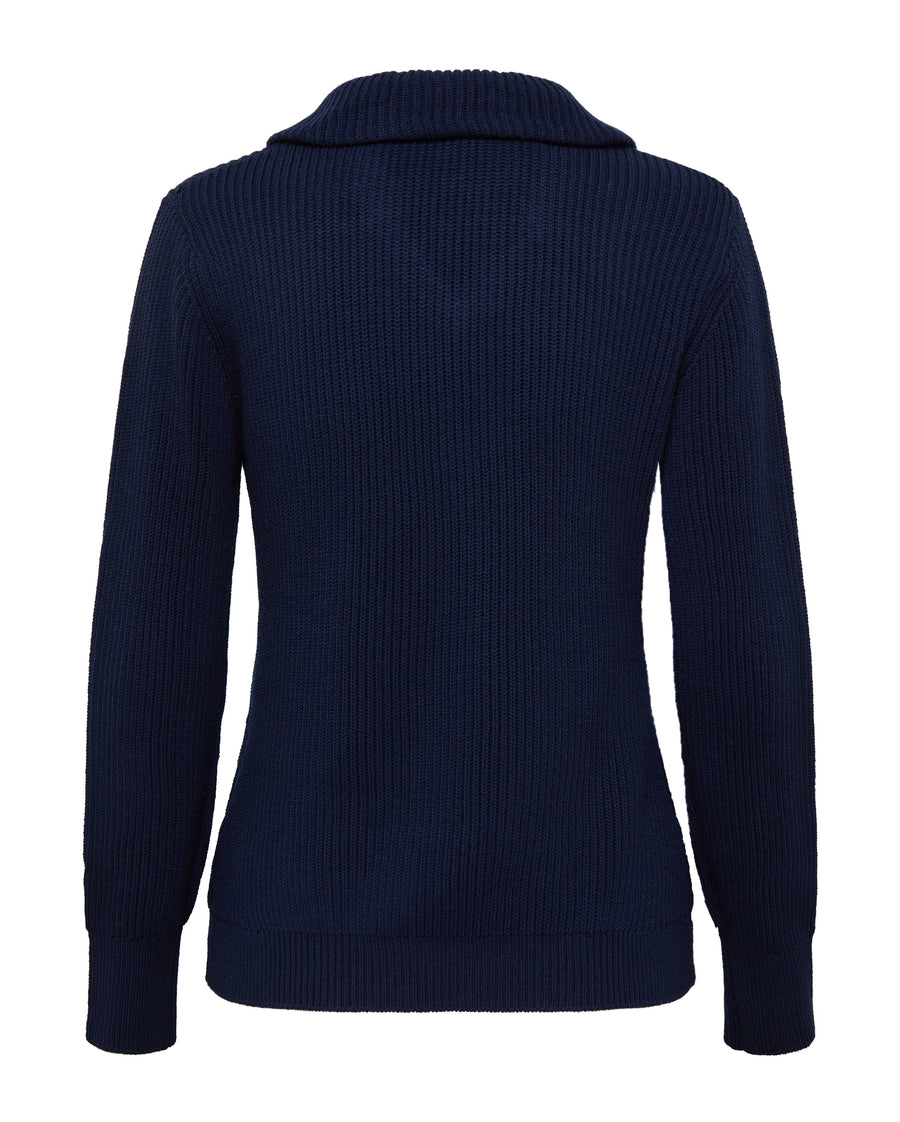 COLLAR V NECK RIB SWEATER